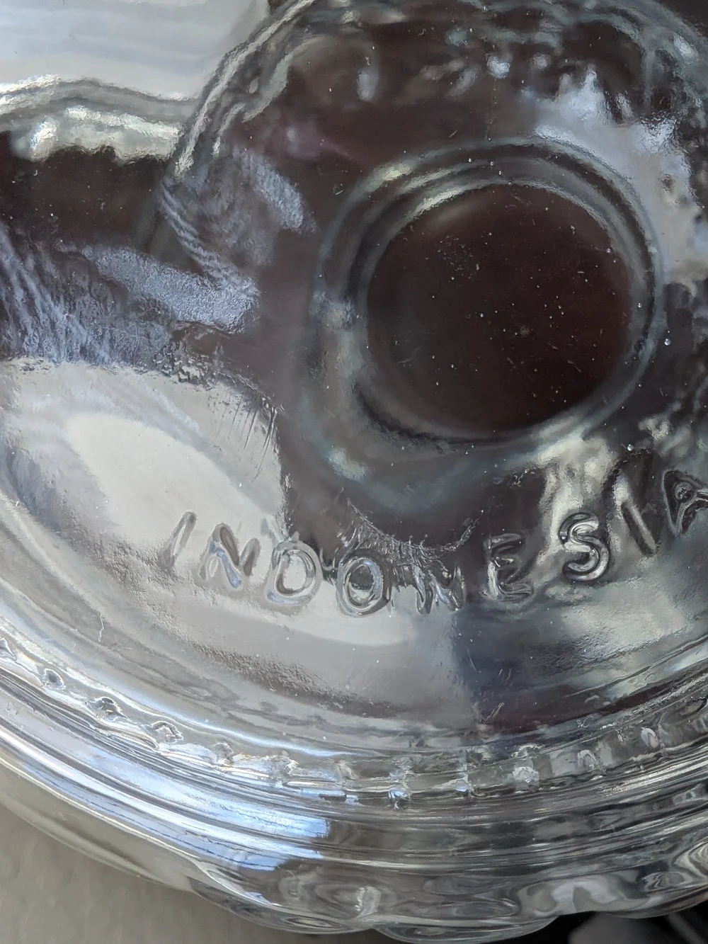 Vintage 1980s KIG Indonesia Clear Glass Storage Jar with Lid 11.5 Inches Fruit